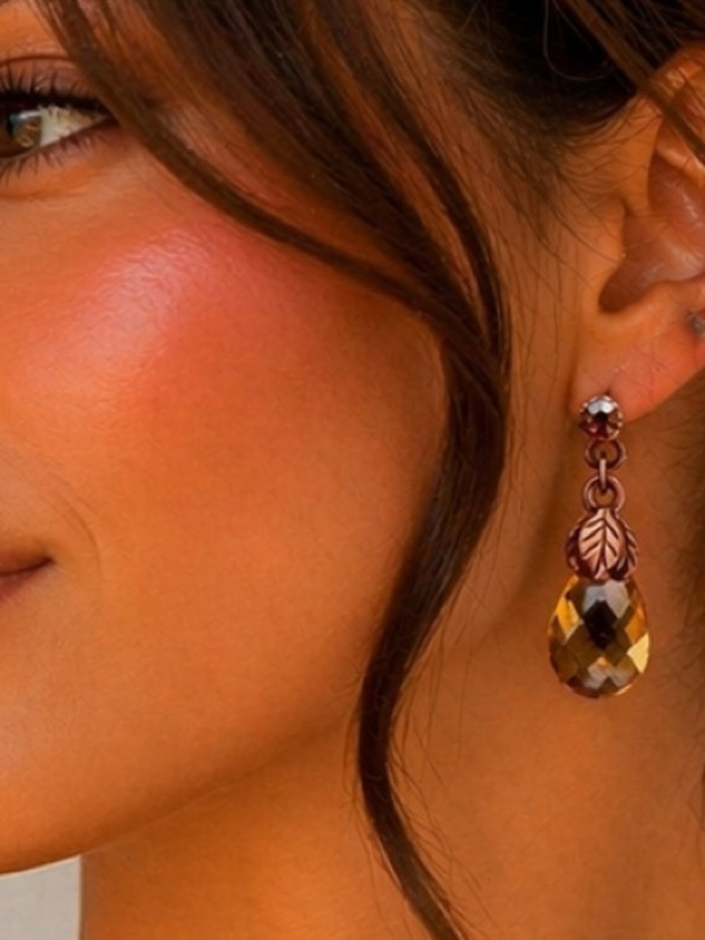 Vince Camuto Amber Faceted Teardrop Earrings with Rose Gold Accents